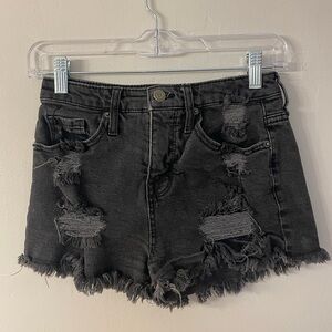 Mossimo Supply Co High Rise Jean Shorts Women's 0/25 Black Frayed